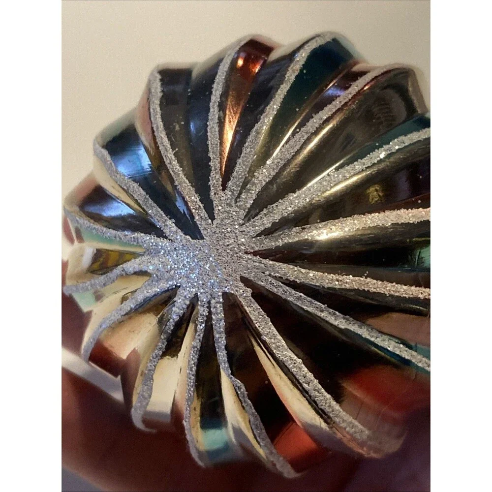 Vintage Christmas Textured Ball Ornament Plastic Multicolor Holiday Tree